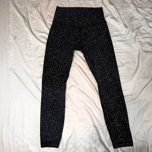 Lulu Lemon Women’s Black Speckled High Rise Wunder Under Workout Leggings size 6